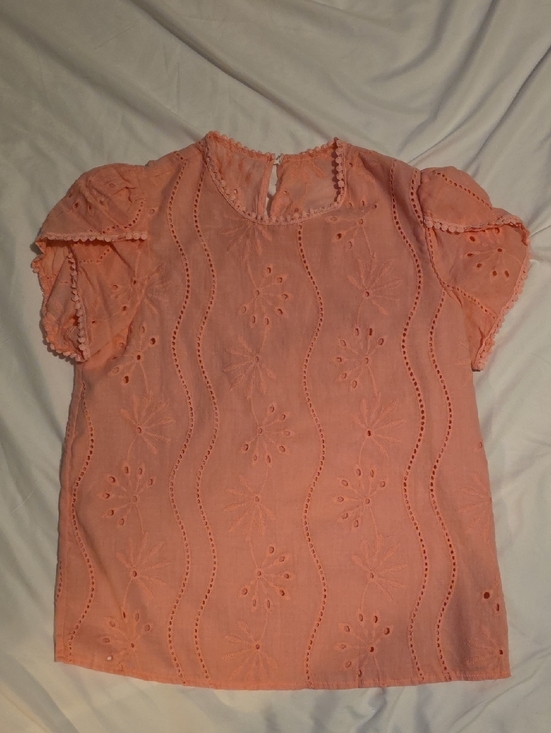 SHEIN Tops - ❣️5 For $20❣️ SHEIN Baby Pink Eyelet Puff Sleeve Top